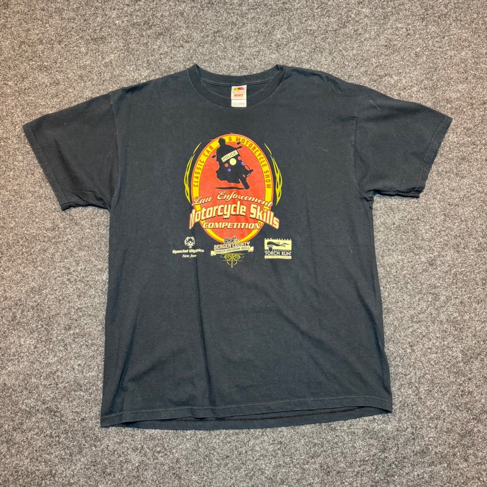 Fruit of the Loom Mens XL Black Motorcycle Skills Competition Graphic T-Shirt